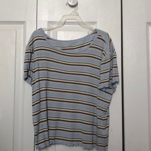 striped and lettuce trim shirt